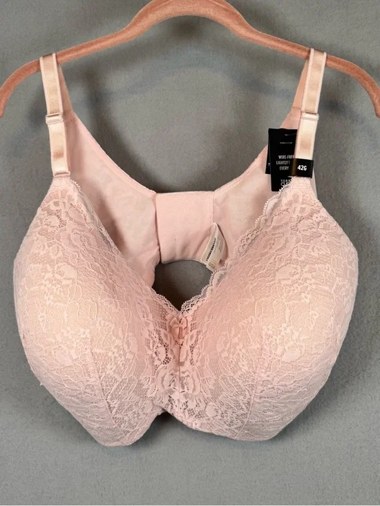 Torrid Blush Pink Lace Wire-Free Full Coverage Bra size 42G - Picture 3 of 12